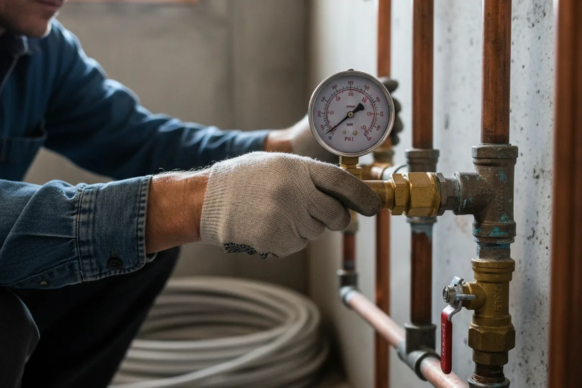 Pressure testing a repaired line during Water Line Repair in Snelling
